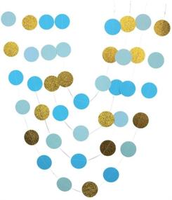 img 1 attached to 🔵 Mybbshower Blue and Gold Circle Garland for Gender Reveal, Boy's Birthday Party, Nursery Room, and Home Decor - 13 Feet