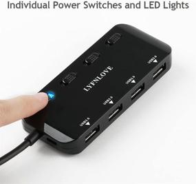 img 2 attached to 🔌 LYFNLOVE Ultra Slim USB Hub 3.0 - 4-Port Multi USB Port Expander with Individual On/Off Power Switches for Laptop, Computer, PC, Thumb Drive, and More - High-Speed USB Data Hub