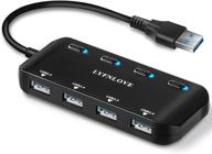 🔌 lyfnlove ultra slim usb hub 3.0 - 4-port multi usb port expander with individual on/off power switches for laptop, computer, pc, thumb drive, and more - high-speed usb data hub logo