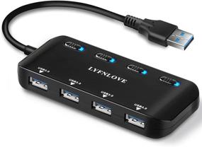 img 4 attached to 🔌 LYFNLOVE Ultra Slim USB Hub 3.0 - 4-Port Multi USB Port Expander with Individual On/Off Power Switches for Laptop, Computer, PC, Thumb Drive, and More - High-Speed USB Data Hub