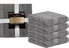 img 3 attached to 🏨 Premium Grey Hand Towel Set - 100% Cotton, Hotel Spa Quality, Super Soft & Absorbent - Ideal for Home Bath, Gym, Pool - 4-Pack 16” X 28” by Talvania
