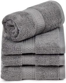 img 4 attached to 🏨 Premium Grey Hand Towel Set - 100% Cotton, Hotel Spa Quality, Super Soft & Absorbent - Ideal for Home Bath, Gym, Pool - 4-Pack 16” X 28” by Talvania