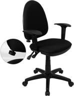 💺 flash furniture mid-back black fabric swivel task chair: ergonomic office chair with adjustable lumbar support & arms logo