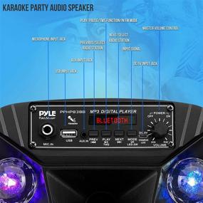 img 3 attached to 🔊 Powerful 300W Portable Bluetooth PA Speaker - Rechargeable Outdoor Speaker System with Subwoofer, Mic Input, Party Lights, and Remote Control - Pyle PPHP838B