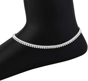 img 1 attached to 🔔Ефульгенц Индийский серебряный набор браслетов с подвесками колокольчиками на брошке - браслет-паяль на ногу