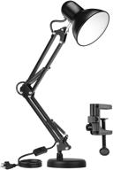 💡 versatile metal desk lamp: ameritop adjustable goose neck swing arm table lamp – base or clamp, eye-caring study desk lamps for bedroom, study, office, table (black) логотип