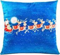 🦌 bemona throw pillow in 18” x 18“ blue – exquisite classic reindeer walk in the sky design with pillow cover and core логотип