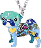 🐶 enamel zinc alloy metal pug dog necklace with love heart pendant - bonsny 18-inch bulldog animal jewelry logo