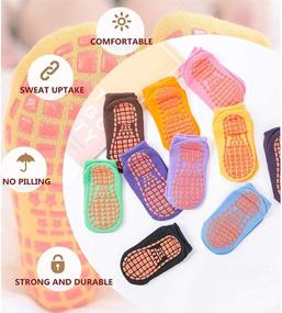 img 1 attached to 🧦 Non Slip Socks for Hospital Yoga Pilates Indoor Sports - Set of 10 Pairs for Kids, Women, Men, Elderly