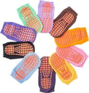 🧦 non slip socks for hospital yoga pilates indoor sports - set of 10 pairs for kids, women, men, elderly логотип