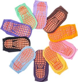 img 4 attached to 🧦 Non Slip Socks for Hospital Yoga Pilates Indoor Sports - Set of 10 Pairs for Kids, Women, Men, Elderly