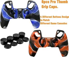 img 2 attached to 🎮 2-Pack Camouflage Silicone Covers for Playstation 5 Dualsense Controllers - Sweat-Proof, Anti-Slip Wireless Hand Grip Covers with Camo Texture Pattern & 8pcs Pro Thumb Grip Caps for PS5 Dualsense Controllers.