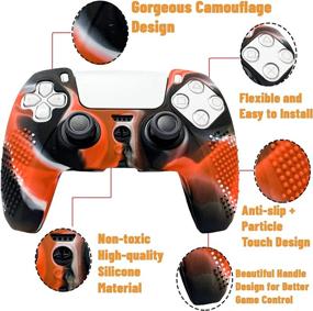 img 1 attached to 🎮 2-Pack Camouflage Silicone Covers for Playstation 5 Dualsense Controllers - Sweat-Proof, Anti-Slip Wireless Hand Grip Covers with Camo Texture Pattern & 8pcs Pro Thumb Grip Caps for PS5 Dualsense Controllers.