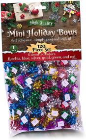img 4 attached to 120-Piece Set of 1-Inch Small Christmas Bows for Festive Gift Wrapping