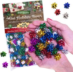 img 3 attached to 120-Piece Set of 1-Inch Small Christmas Bows for Festive Gift Wrapping