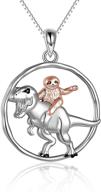 🦖 luhe sterling silver dinosaur necklace: exquisite sloth pendant jewelry for women & girls - perfect mother-daughter gift! logo