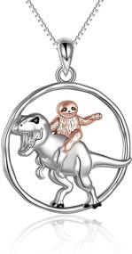 img 4 attached to 🦖 LUHE Sterling Silver Dinosaur Necklace: Exquisite Sloth Pendant Jewelry for Women & Girls - Perfect Mother-Daughter Gift!