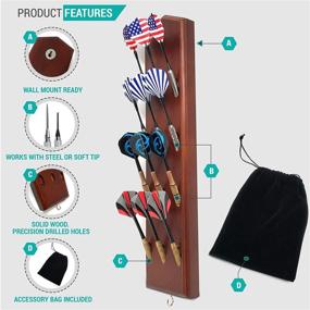 img 2 attached to Premium Wall Mounted Dart Holder: Display & Storage Caddy 🎯 for 12 Steel or Soft Tip Darts - Solid Wood Construction