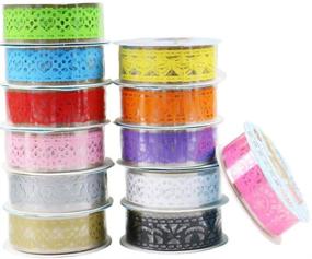 img 3 attached to 12 Rolls Glitter Bling Sticker Colorful Sticky Paper Tape - Lace Pattern Self-Adhesive Tape for DIY, Decorative Craft, Gift Wrapping, Scrapbooking by Qtopun