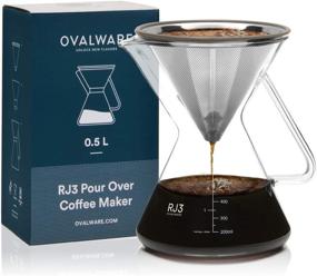 img 4 attached to ☕ Разблокируйте новые ароматы с помощью кофейного фильтра OVALWARE Pour Over Coffee Dripper Maker - Машина для заварки кофе, изготовленная из нержавеющей стали, с измерительной чашкой и графином (17 унций / 0,5 литра)