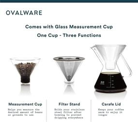 img 1 attached to ☕ Разблокируйте новые ароматы с помощью кофейного фильтра OVALWARE Pour Over Coffee Dripper Maker - Машина для заварки кофе, изготовленная из нержавеющей стали, с измерительной чашкой и графином (17 унций / 0,5 литра)