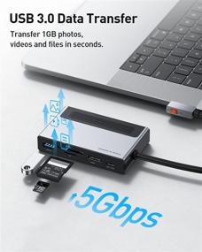 img 1 attached to 🔌 Baseus 6-in-1 USB C Hub for iPad Pro: 4K@60Hz HDMI, 100W PD Charging, TF/SD Card Reader, USB 3.0 & 3.5mm Headphone Jack - Laptop Adapter