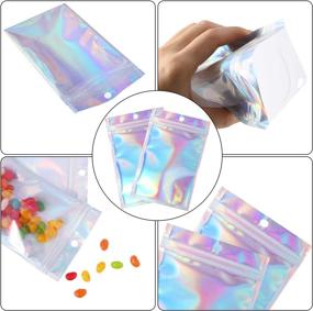 img 2 attached to 🌬️ 150-Piece Holographic Aluminum Foil Bags - Resealable Smell Proof Pouches for Food Storage - Metallic Mylar Flat Bags (9 x 16 cm/ 3.5 x 6.3 Inches)