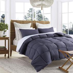 img 2 attached to 🛏️ DOMDEC Premium Warm Quilted Comforter Set: Soft Microfiber Seersucker Bedding with Down Alternative Fill – Grey, Full/Queen for Ultimate Warmth and Coziness