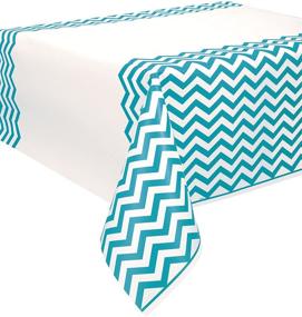 img 1 attached to Пластиковая скатерть Teal Chevron 108