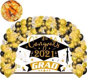 img 4 attached to Graduation Decorations 2021 Gold Photography Background