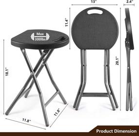 img 2 attached to TAVR Portable Folding Stool Set of 2: 18.1 inch Heavy Duty Fold up Stool for Adults, Kitchen, Garden & Bathroom - Collapsible Round Stool with 300lbs Capacity (Black)