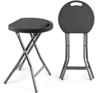 tavr portable folding stool set of 2: 18.1 inch heavy duty fold up stool for adults, kitchen, garden & bathroom - collapsible round stool with 300lbs capacity (black) logo