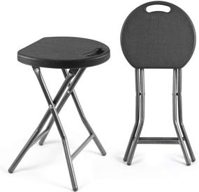 img 4 attached to TAVR Portable Folding Stool Set of 2: 18.1 inch Heavy Duty Fold up Stool for Adults, Kitchen, Garden & Bathroom - Collapsible Round Stool with 300lbs Capacity (Black)