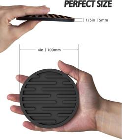 img 3 attached to 🍻 Amoowis Absorbent Drink Coasters for Coffee Table with Holder - Set of 6, Non-Slip, Non-Stick, Black Silicone Cup Coasters for Bar, Wooden Table, Coffee Table Decor