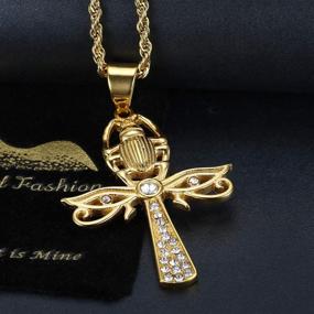 img 2 attached to 🔱 Stunning Stainless Steel Necklace: Lee Island Fashion CZ Eye of Horus and Scarab Egyptian Protection Ankh Cross Pendant – 24 Inch Chain Jewelry