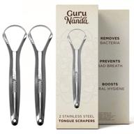👅 guru nanda stainless steel tongue scraper - pack of 2 | fights bad breath, 100% medical grade stainless steel | ideal for oral hygiene, tongue cleaner for adults and kids logo