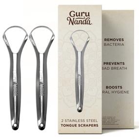 img 4 attached to 👅 Guru Nanda Stainless Steel Tongue Scraper - Pack of 2 | Fights Bad Breath, 100% Medical Grade Stainless Steel | Ideal for Oral Hygiene, Tongue Cleaner for Adults and Kids