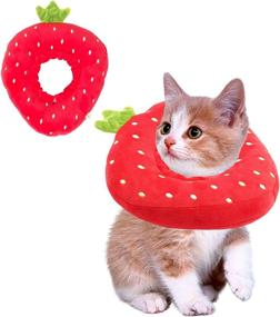 img 4 attached to 🍓 ADOGGYGO Adjustable Cat Recovery Collar: Cute Strawberry Neck Cone for Wound Healing After Surgery