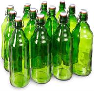 🍾 12-pack of quart-sized green glass grolsch beer bottles with airtight seal, swing top/flip top - ideal for home brewing & fermenting alcohol, kombucha tea, wine, homemade soda logo