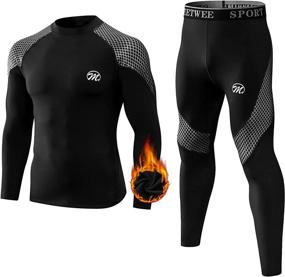 img 4 attached to 🔥 MEETWEE Thermal Underwear for Men: Fleece Lined Base Layer Set for Skiing & Motorcycle Riding in Cold Weather