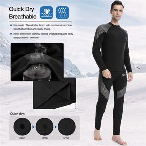 img 2 attached to 🔥 MEETWEE Thermal Underwear for Men: Fleece Lined Base Layer Set for Skiing & Motorcycle Riding in Cold Weather