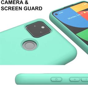 img 3 attached to Weycolor Google Pixel 5A 5G Case with Tempered Glass Screen Protector [2 Pack] - Slim Liquid Silicone Soft TPU Cover in Apple Green for Drop Protection