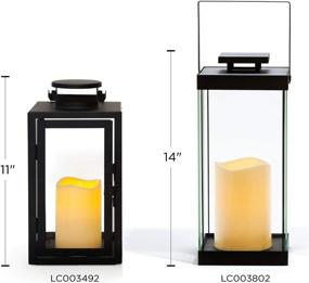 img 1 attached to 🏮 Set of 2 Large Glass Flameless Candle Lanterns, 14.5" Height, Black Metal Finish, Warm White LEDs, Indoor/Outdoor Use, Fall-Ready Decor - Includes Remote & Batteries