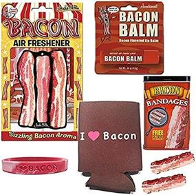 img 3 attached to 🥓 Bacon Bonanza Sampler Gift Pack - Bacon Bandages, Air Freshener, Lip Balm, Can Cooler & Silicone Wristband