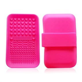 img 3 attached to 💄 KINGZHUO Portable Makeup Brush Cleaner Pad - Cosmetic Brush Cleaning Mat for Effective Washing and Scrubbing - Brush Cleansing Pad for Makeup Cleaning