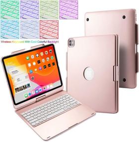 img 4 attached to 🌹 Huafly 2018/2020 iPad Pro 12.9 inch Backlit Keyboard Case: Slim, Portable, and 360° Rotatable - Rose