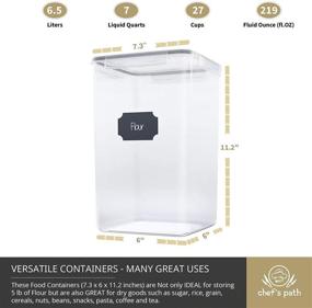 img 2 attached to 🍲 Chef's Path Extra Large Tall Food Storage Containers 7 qt/ 220oz/ 6.5L - Airtight Kitchen & Pantry Bulk Storage - 2 PC Set with Measuring Scoops, Pen & Labels