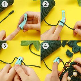 img 2 attached to 🌈 Colorful Plastic Yarn Guide Finger Holder - Essential Tool for Crochet and Knitting Crafts (Green, Blue, Yellow, Pink, 4 Pieces)