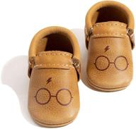 👶 soft sole leather city moccasins for baby girls and boys - freshly picked - available in sizes 1-5 and multiple colors logo