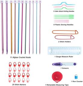 img 1 attached to 🌈 Компактный и красочный набор для тунисского вязания Teamoy из алюминия: 11 штук крючков для афганского вязания от 2 мм до 8 мм, аксессуары и футляр - легко переносить.